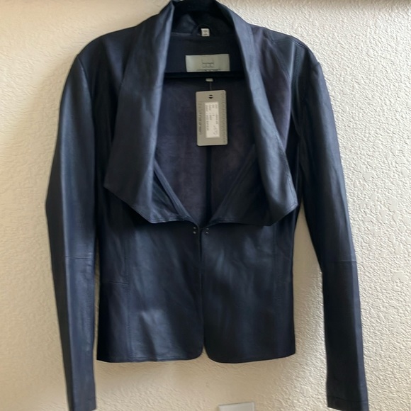 Bod Christensen Drape Collar Peplum Style Leather Jacket (Size 6) NWT - Picture 2 of 16